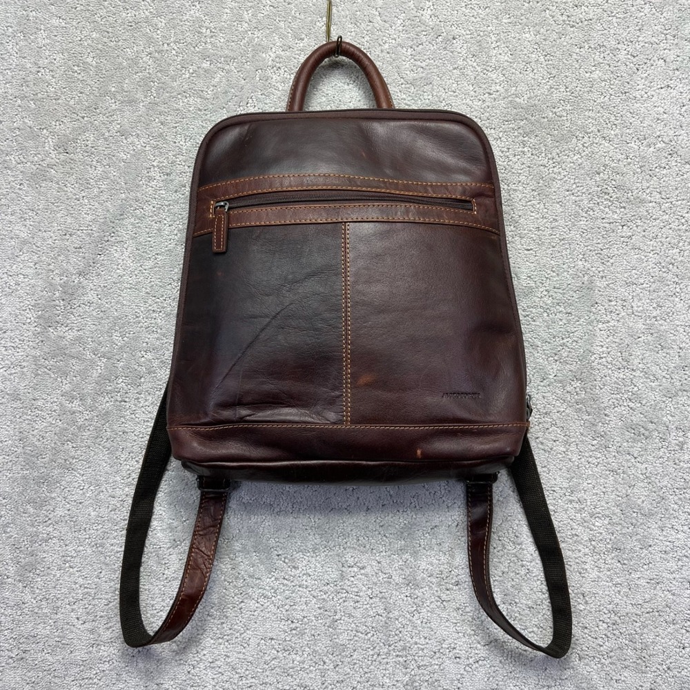 Jack Georges Backpack Brown Leather Laptop Bag Organizer Professional Travel
